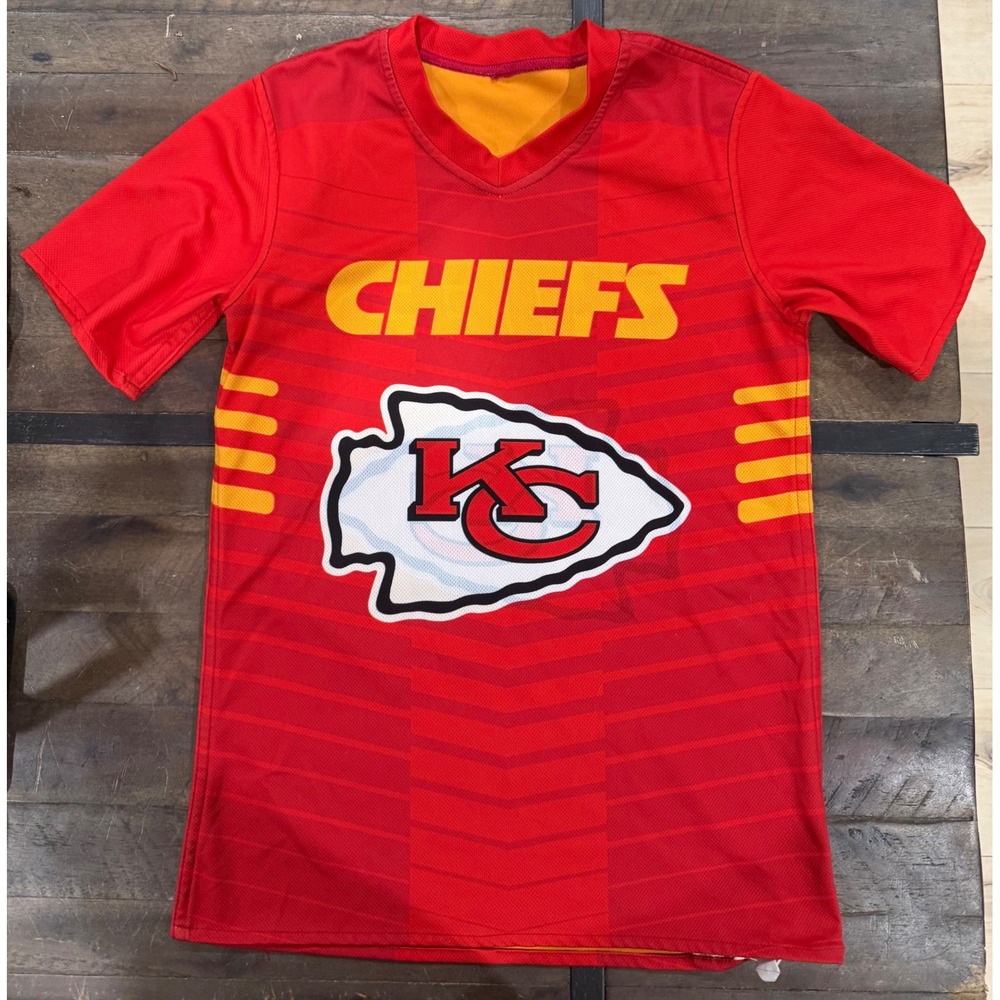 NFL FLAG Kansas City Chiefs Jersey Youth Medium Red Yellow Football Shirt Kids